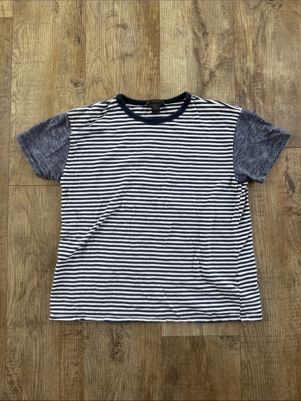 J. Crew Navy and White Striped Cotton Tee